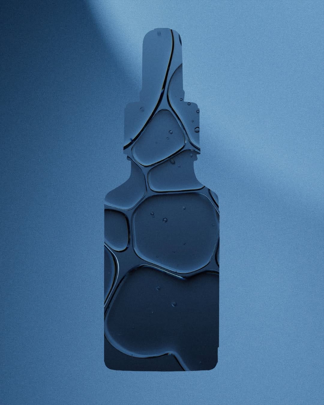 Aesop skincare product photo: deep blue, amber brown and black, glass, dramatic light, image 2 of 2