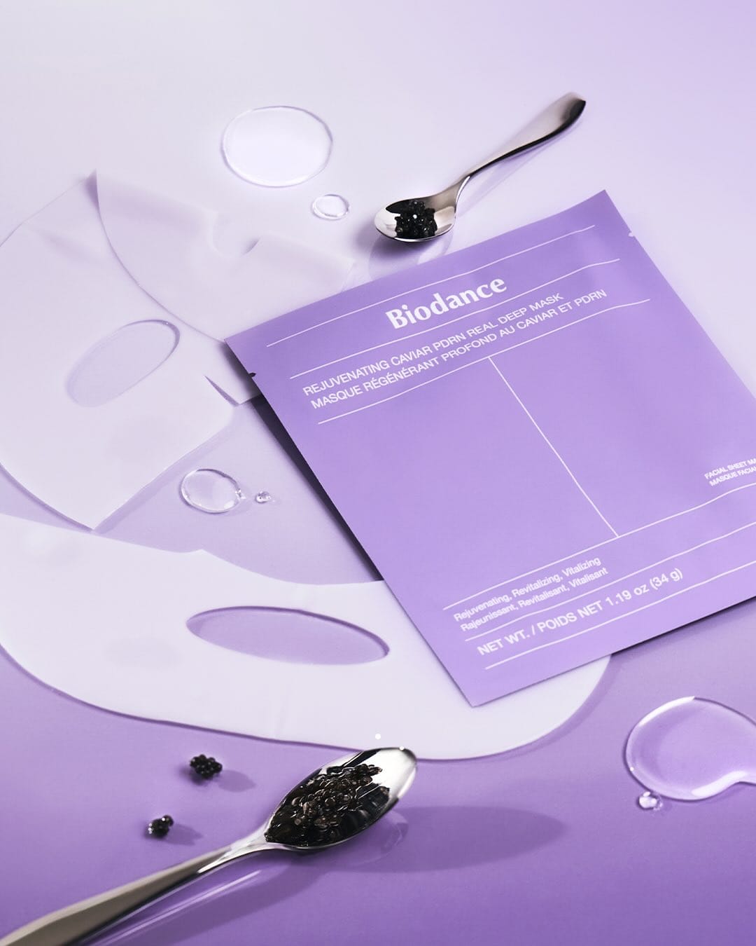 Biodance skincare product photo: lavender and white, skin, soft light, image 1 of 3