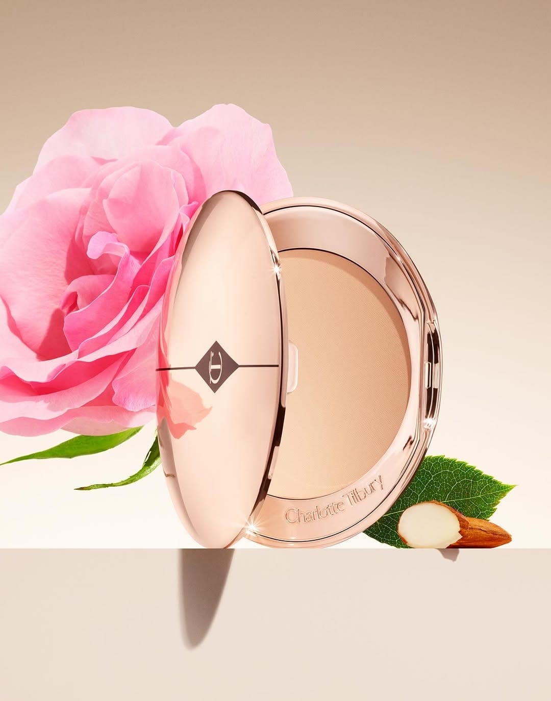 Charlotte Tilbury product photo: champagne beige, rose gold and bronze, metal, soft light, image 3 of 5