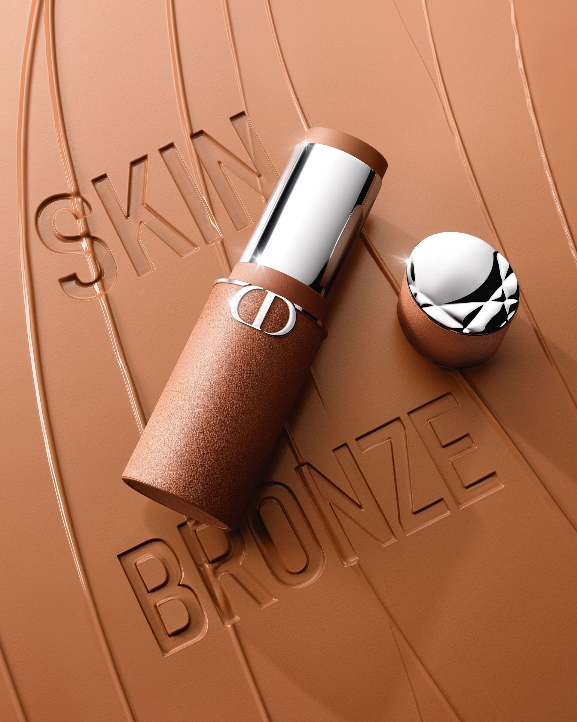 Dior Forever product photo: bronze, chrome silver and black, leather, soft light, image 3 of 5