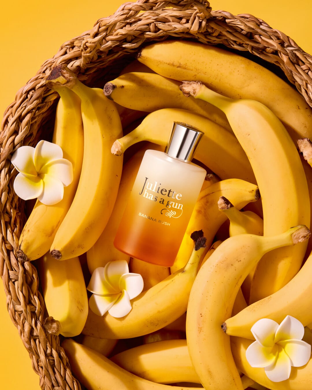 Juliette Has a Gun's Banana Rush product photo: banana yellow, amber orange and golden, glass and organic, bright light
