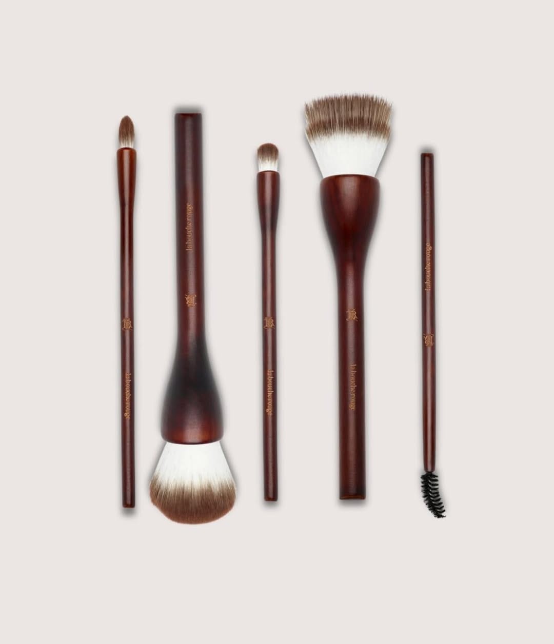 La Bouche Rouge product photo: mahogany brown and white bristle, wood, soft light