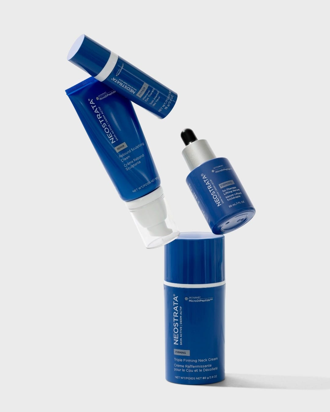 NeoStrata Canada product photo: navy blue and white, plastic, studio light