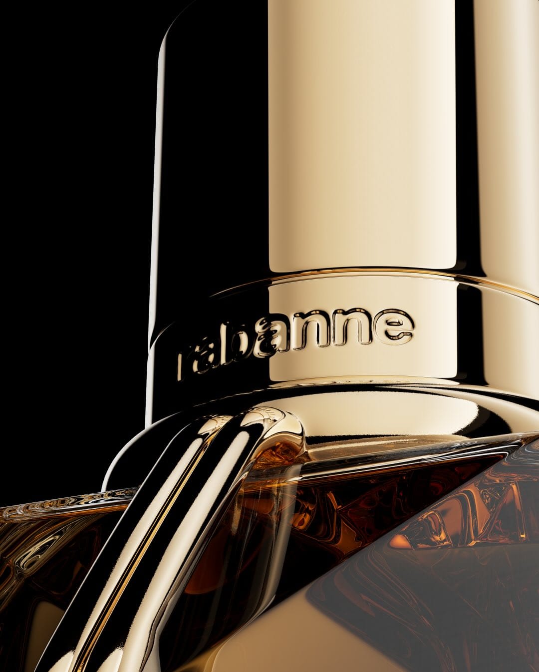 Rabanne Million Gold product photo: gold, amber and clear glass, glass, dramatic light