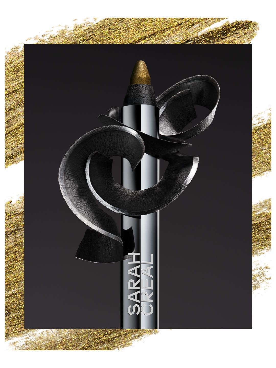 Sarah Creal Beauty kajal product photo: gunmetal black, chrome silver, antique gold and midnight navy, metal and fabric, studio light, image 3 of 6